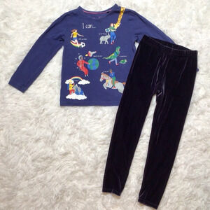 Boden Janie & Jack Top Velvet Leggings Blue Rainbow Unicorn Horse Sports 4 5 6